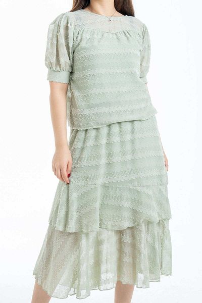 mica Women's High-Waisted Ruffled Midi Skirt