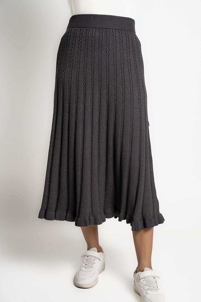mica Solid High-Waisted Midi Skirt