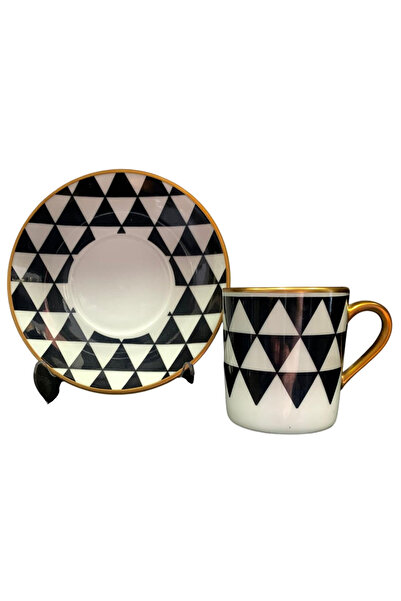 FERMATO طقم فناجين قهوة تركية بورسلين مكون من 4 قطع لشخصين من سلسلة Trigon