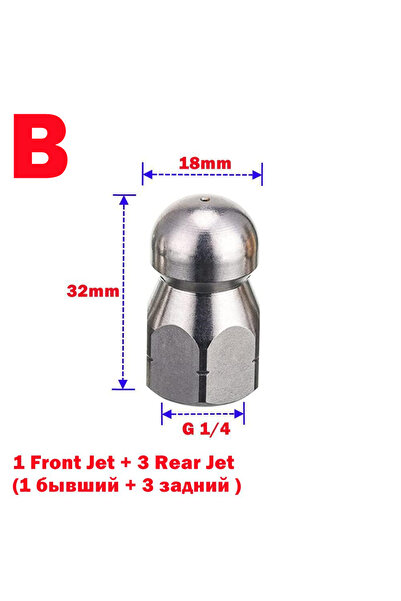 Choice1 B Stainless Steel Sewer Drain Pipe Jetter Cleaning Nozzle For G 1/4 H...