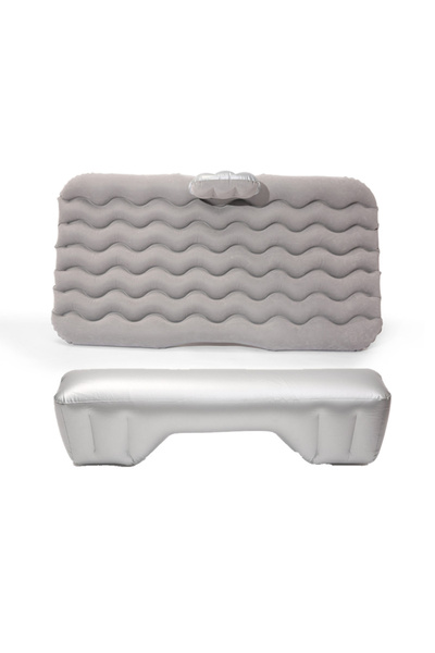 Choice مرتبة سفر قابلة للنفخ بالهواء للسيارة باللون الرمادي، سرير عالمي للمقعد الخلفي متعدد الوظائف، وسادة خارجية للأريكة