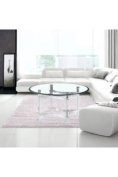 Al Saada Home طاولة تقديم أكريليك فضية 90 × 45 سم