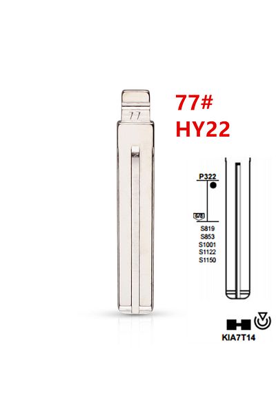 Choice 10pcs Uncut Metal NO. 77 77# HY22 TOY40 TOY48 for Hyundai Kia Lexus Toyota Key Blade for KD keydi...