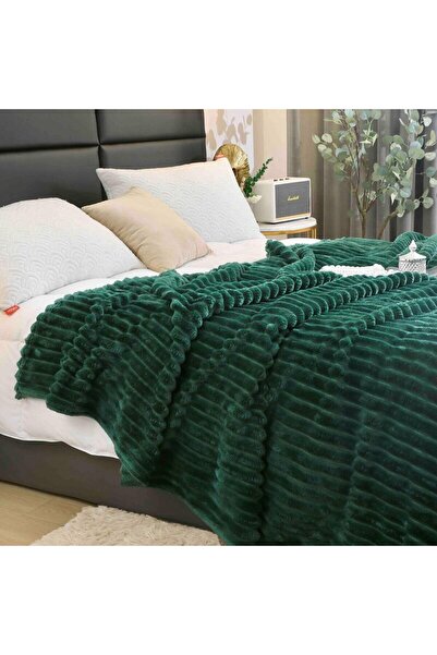 OEM Cocolino Fluffy Blanket, 200x230cm, 3D Effect, Deep Green