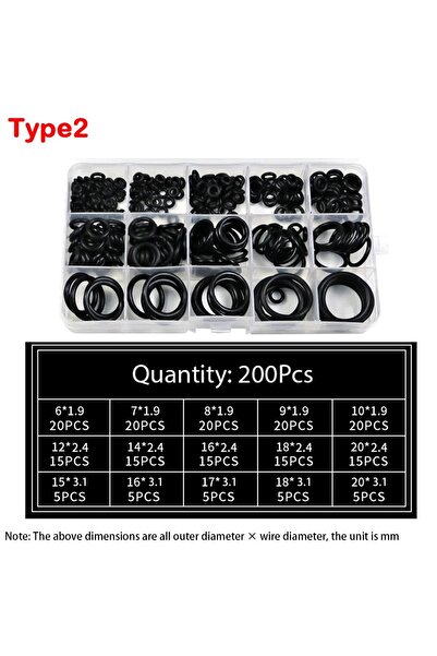 Choice1 200PCS O Ring Set Gaskets Seal Nitrile Bands High Pressure O-Rings Re...