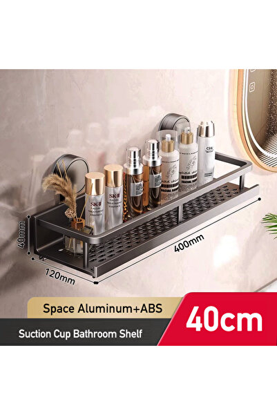 Choice رف حمام بقاعدة شفط مقاس 40 سم مع حامل مناشف وخطافات قابلة للإزالة مثبت...