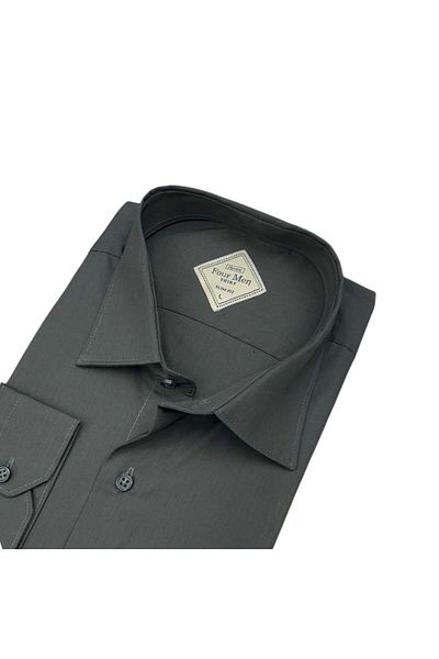GÖMLEK GALERİSİ Slim Fit Slim Fit Plain Long Sleeve Men's Shirt