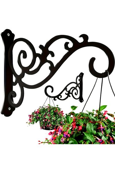 Choice black 2-Pack Iron Wall Hooks for Hanging Plants, Lanterns & Wind Chimes - Easy-to-install metal brac
