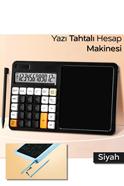 ARVALE Yazılabilir Ekranlı Büyük Ekran Kalemli Hesap Makinesi – Modern Tasarım - Siyah