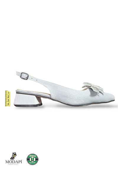 Jackers Silver Stone Banded Low Heels Women's Heeled Evening Dress Shoes
