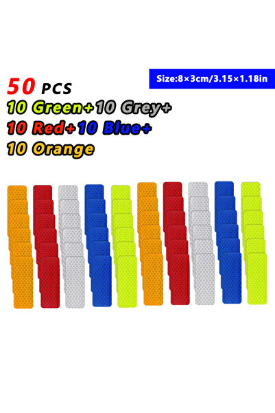 Choice 50 قطعة مختلطة - 3 × 8 سم - أشرطة عاكسة لمحور عجلة السيارة - شريط تحذي...