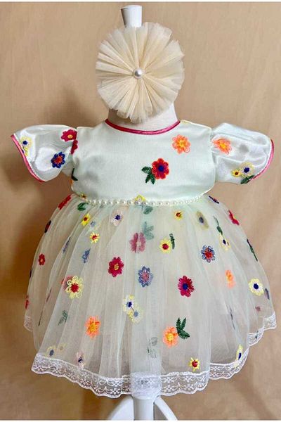 Botez Florentina complete set - ivory with attached flowers