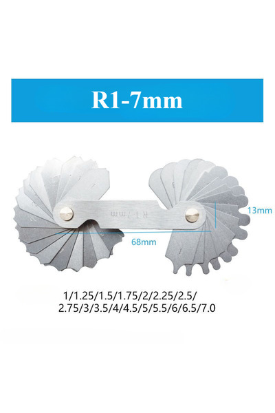 Choice3 R1-7 Stainless Steel Radius Fillet Gauge Measuring Gage Screw Pitch Sample R Gauge Center Measuremen
