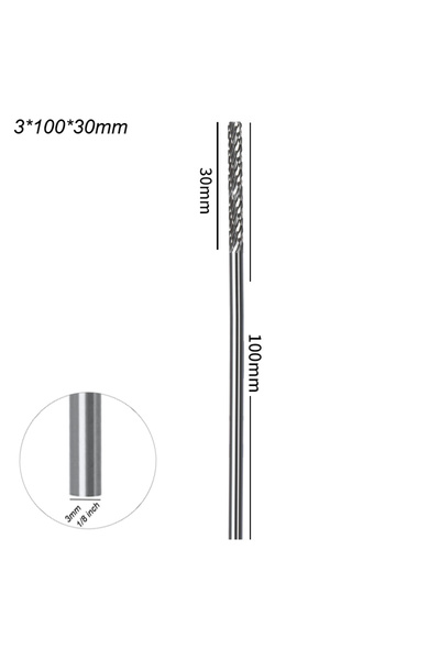 choice2 Carbide Burr A 100mm 3mm 1/8 Long Shank Drawing Carbide Burs for Drem...