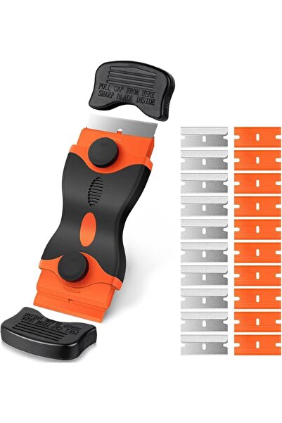 Choice1 سكين واحد، 20 شفرة، مكشطة شفرة حلاقة بلاستيكية ومعدنية برتقالية اللون...