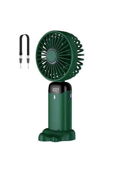 PRESOMA Ventilator portabil reglabil, 5 viteze, ultraportabil, 5000mAh, autonomie baterie 11h, ecran LCD, USB, verde