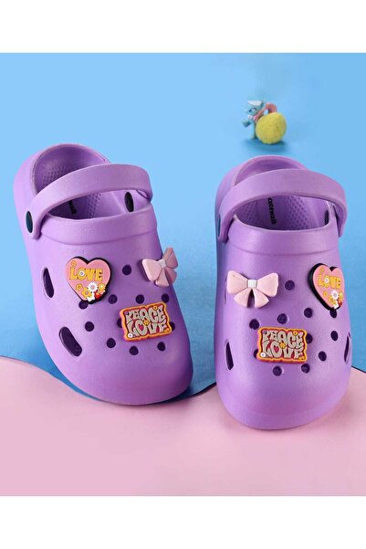 Cute Walk by Babyhug Cute Walk by Babyhug Backstrap Closure Clogs With Bow & Heart Applique - Purple