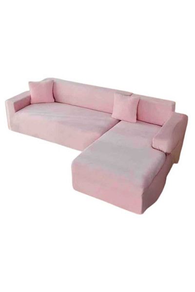 OEM Husă de canapea elastică din catifea, Uni Design, L/M, 130x180cm/180x230cm, MS STAR@, Roz pudrat