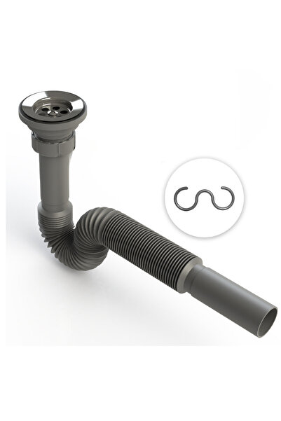 DESIPHON Gri Renk Lavabo Sifonu – Standart Ölçü, Sızdırmaz ve Dayanıklı Yapı ...