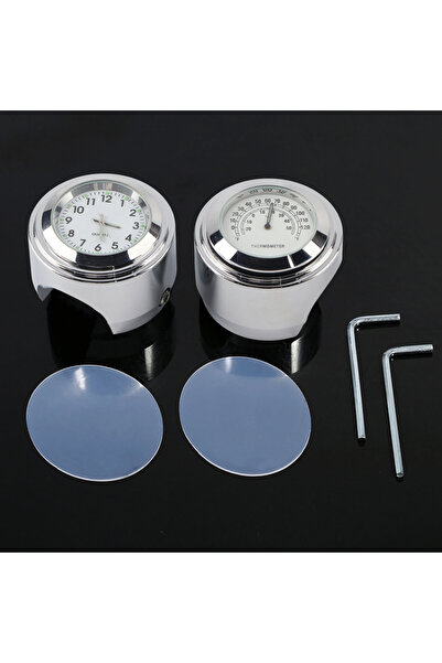 Choice كما هو موضح 7/8 بوصة 1 بوصة حامل مقود دراجة نارية ساعة ومقياس حرارة درجة الحرارة باللون الأبيض