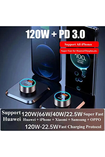 Choice شاحن سيارة USB فائق السرعة بمنفذين لهاتف iPhone 14 Pro Max 13 12 11 Samsung S23 S22 120 واط شحن سريع