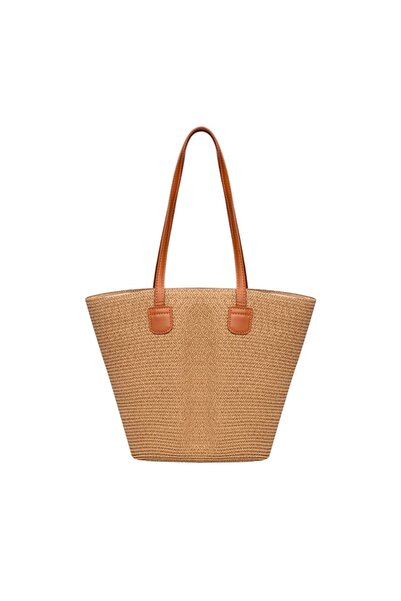 eklips حقيبة شاطئ من القش باللون البيج العادي