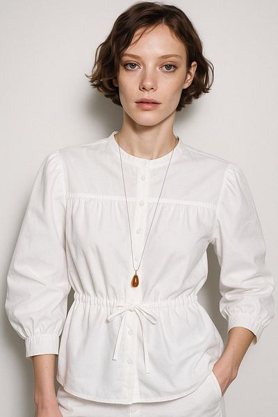 HAKKE Sleeve Rib Detail Tie-Up Shirt