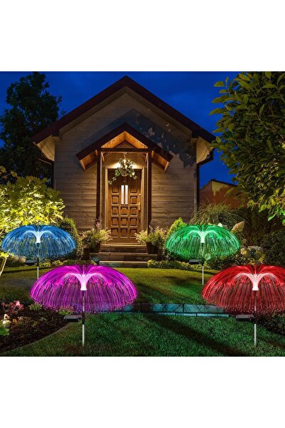 ROBEVE RGB Bahçe Aydınlatması Direk Solar Aydınlatma Denizanası Güneş Enerjili Aydınlatma Led Işık 1 Adet