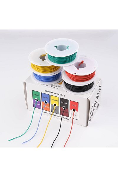Choice 30 AWG 10m each color 30AWG Wire Flex Silicone 30 Gauge Stranded Tinned Copper Wire, OD: 0.8mm, 5 Co