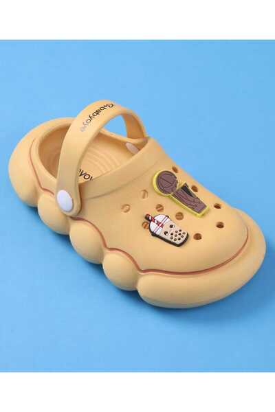Babyoye Back Strap Clogs with Jibbitz Applique - Mustard
