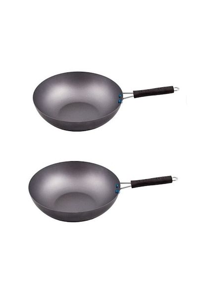 OEM Set 2 Wok Frying Pans, Non-Stick Metal, 32 cm Diameter