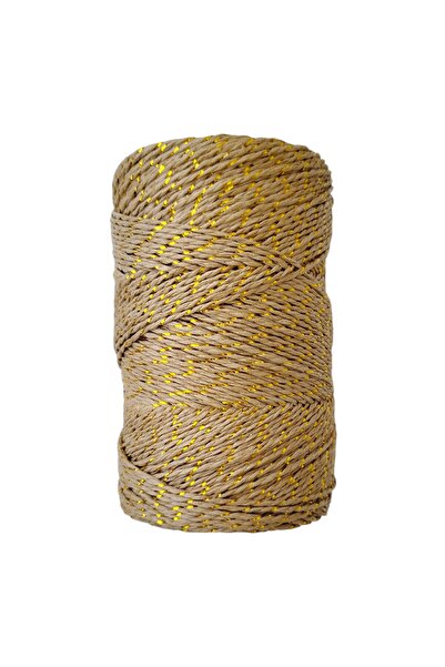 TıkTık AL Kagit ip Koyu Kesekagidi Simli Kağıt İp Örgü İpi 200 Gr Hazır Sarılmış