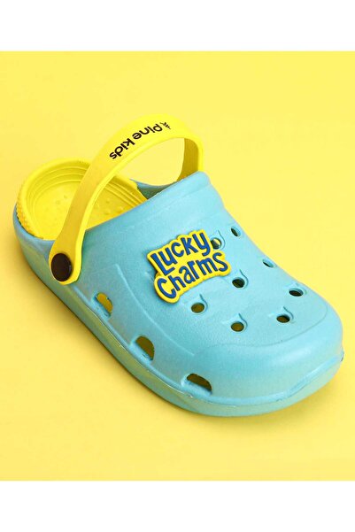 Pine kids Clogs Text Patch - Sky Blue & Yellow