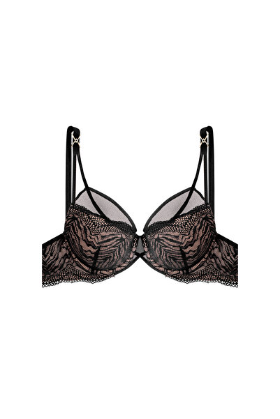 ESOTIQ Push-Up Bra Underwired with Abstract Lace & Mesh Sexy & Elegant | Ivette
