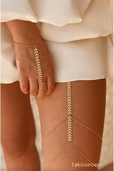 TakıConcept Altın Kaplama Kılçık Zincir El Aksesuarı ve Bacak Aksesuarı Set