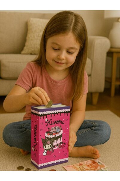 kuromi Figürlü Çelik Kilitli Pembe Mor Para Kasası