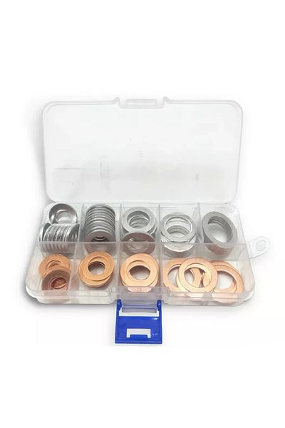 Choice 80pcs Flat Ring Seal Gasket Assortment Kit With Box copper/aluminium Washer Set M10/M12/M14/M16/M...