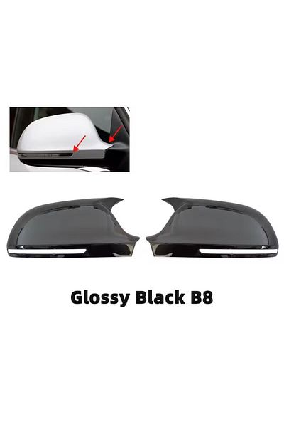 Choice Glossy Black-B8 Pair Side Wing Mirror Cover for Audi A3 8P A4 A5 B8 B8.5 Q3 A6 C6 4F S6 Add On Side