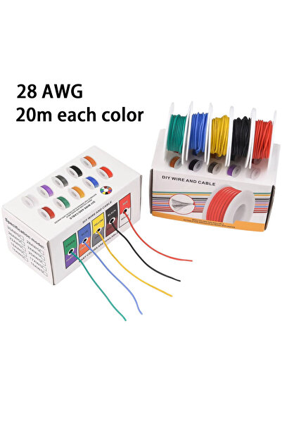 Choice 20 متر لكل لون 28 AWG سلك مرن من السيليكون 28 مقياس سلك نحاسي مجدول مط...