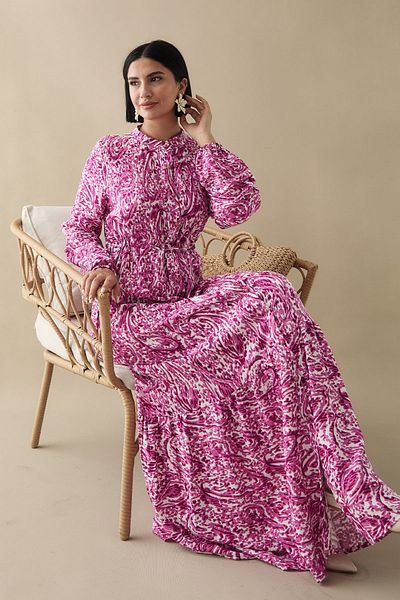 InStyle Rochie mixtă din viscoză fucsia cu model retro