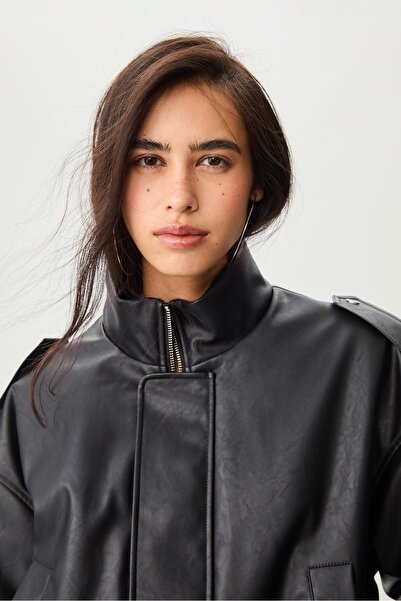 Stradivarius Suni Deri Bomber Ceket
