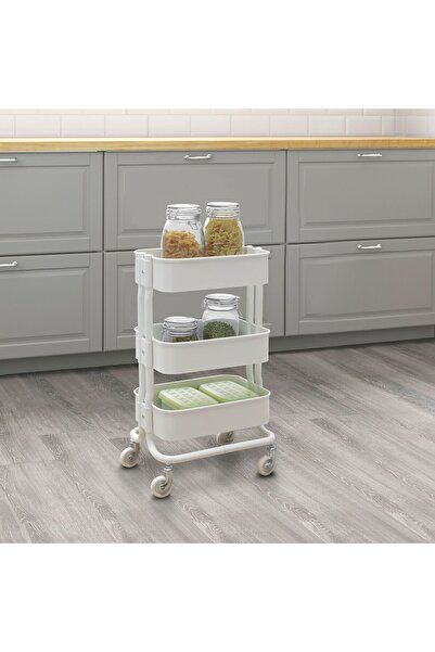 IKEA servis arabası, beyaz, 38x28x65 cm