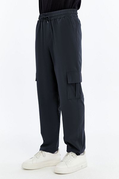 OXVİN Buzunar cargo din țesătură parașută oversize de vară pentru bărbați, pantaloni largi cu cleme pentru picioare