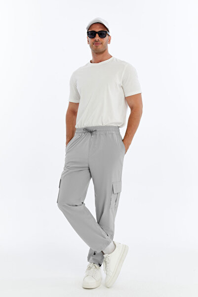 OXVİN Men's Summer Oversize Parachute Fabric Cargo Pocket, Leg Clip, Baggy Trousers