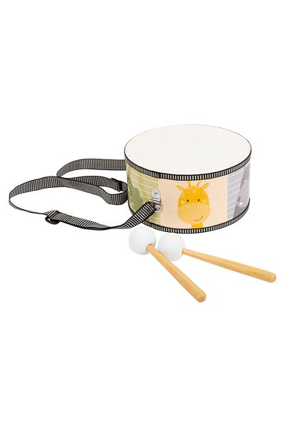 Small Foot Wooden Drum with Safari Design – Includes Wooden Sticks and Adjustable Strap for Children