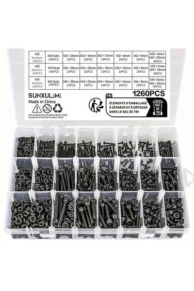 Choice 12.9-M2M3M4-1260PCS 1260pcs Metric Bolt Assortment M2 M3 M4, 21 Sizes 4MM To 30MM Upgraded Zinc Plat