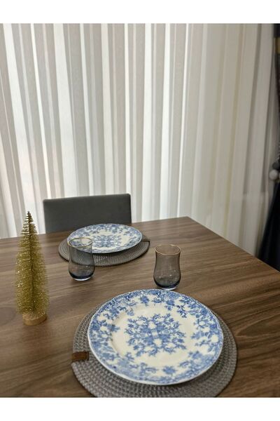 Thalia Home Set of 6 Gray Color Supla American Service 32 cm Diameter Wicker Mesh under Plate