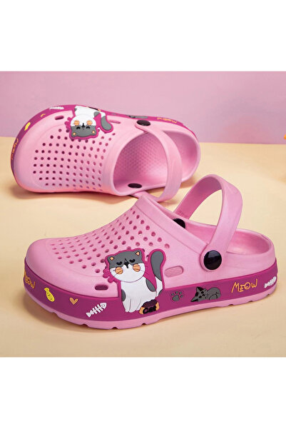 SAPS Cat Applique Back Strap Closure Clogs - Pink