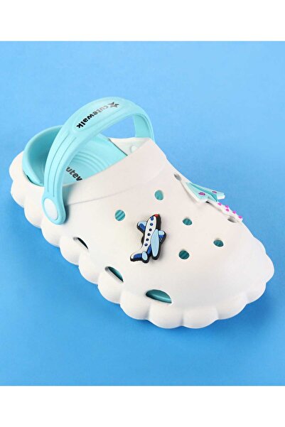 Cute Walk by Babyhug Cute Walk by Babyhug Clogs with Back Strap & Paper Plane Applique - Light Blue
