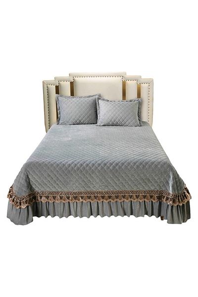 OEM Pilota și 2 fețe de pernă, catifea matlasată cu broderie, MS STAR, 3 piese, 2 persoane, Uni, 220x240c